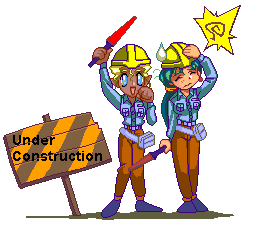 Two anime girls next to a sign that reads 'Under Construction'